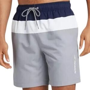 Speedo Men's Colorblock Swim Shorts Navy White Grey Large